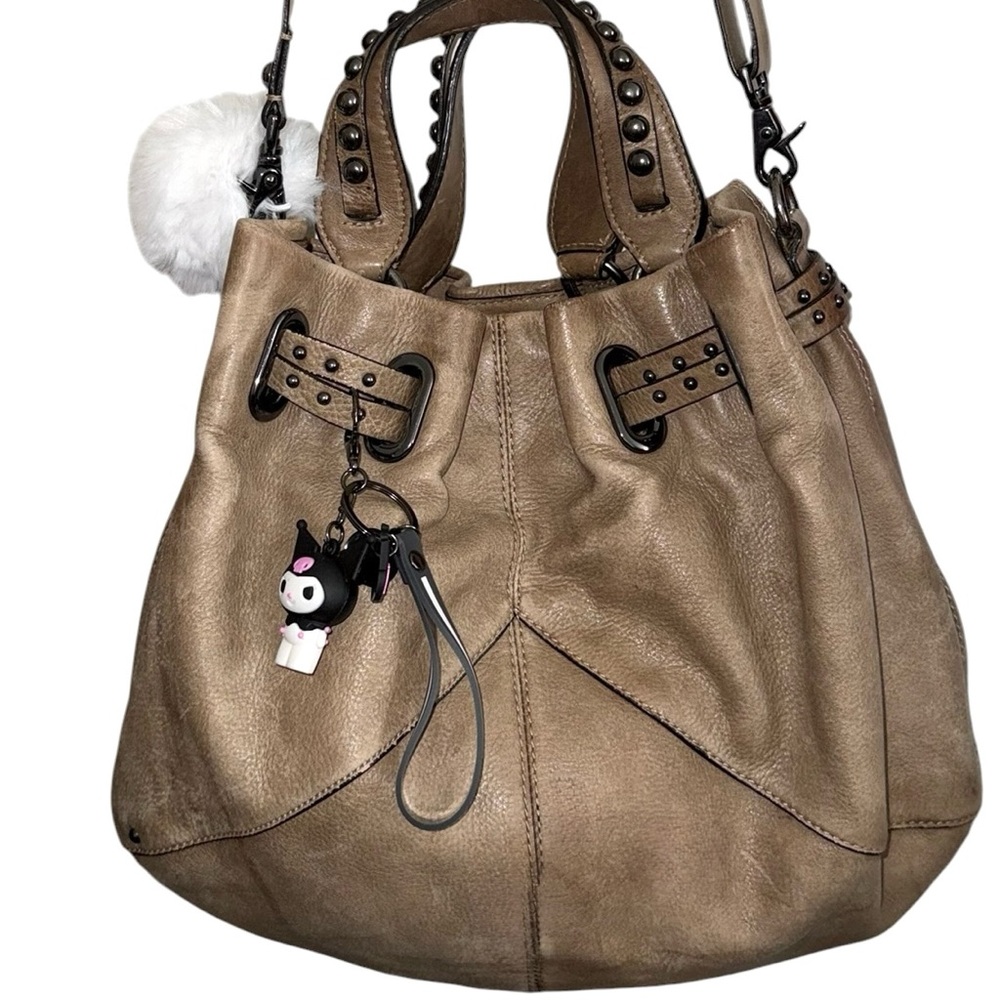 Banana Republic Taupe Brown Leather Hobo Bag with Studs